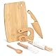 LETTO & TAILOR Hölzernes Kindermesser und Kinderbackset für echtes Kochen, 6 PCS Kleinkind Montessori Küchenwerkzeuge, Kochen und Backen für kleine Köche