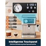 Espressokaffeemaschine mit Milchaufschäumer und Dampfer, Espressomaschine mit 20 Bar Pumpendruck, Espressomaschine mit LCD-Touchscreen für den Barista zu Hause oder die Latte-Cappuccino-Masch – Bild 2