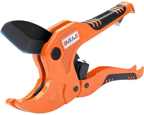 AIRAJ Ratchet Plastic Pipe Cutter | Cuts up to 42mm PEX,PVC,PPR Plumbing Pipes | Waste Pipe Cutters with Sharp SK5 V-Blade,Quick Penetration | for Household Water Supply & Drainage Maintenance 1 AIRAJ Ratchet Plastic Pipe Cutter | Cuts up to 42mm PEX,PVC,PPR Plumbing Pipes | Waste Pipe Cutters with Sharp SK5 V-Blade,Quick Penetration | for Household Water Supply & Drainage Maintenance