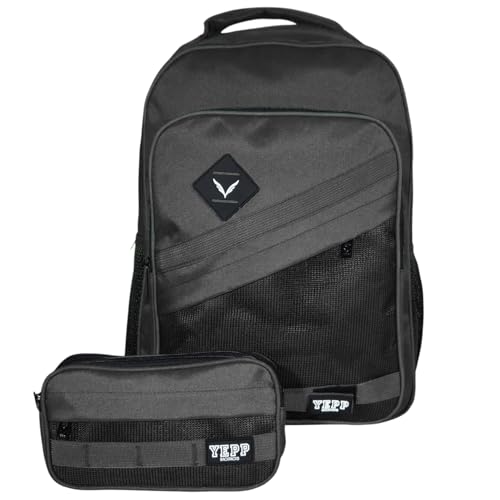 Mochila Escolar com Estojo Duplo Yepp, Kit Resistente em Lona, Grande Reforçada (Preto)