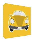 Pequeño - 25.4 x 25.4 x 4 cm Feel Good Art CAR1010-06ES - Lienzo Decorativo Grueso sólido afrontado, diseño Coche, 25 x 25 x 4 cm, Color Amarillo