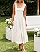 ZESICA Women's Summer Sleeveless Midi Dress 2026 Square Neck Elegant Flowy Wedding Guest Cocktail Party Long Dresses White Medium