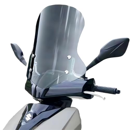 原付 スクーター ウインドスクリーン バイク 風防 汎用 雨 風 虫 防止 幅広 風防 改造 かっこいい 安定感 厚さ4.5mm 改良 (高さ50cm, スモーキーグレー)