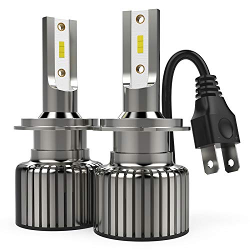 Allek H7 Led Headlight Bulbs 2Pcs Mini Designed With Efficient Cooling System And 360-Degree Perfect Beam Pattern, 50W Power 5400Lm Bright 6000K White Long Lifespan Auto Headlamp Conversion Kit #TOP9