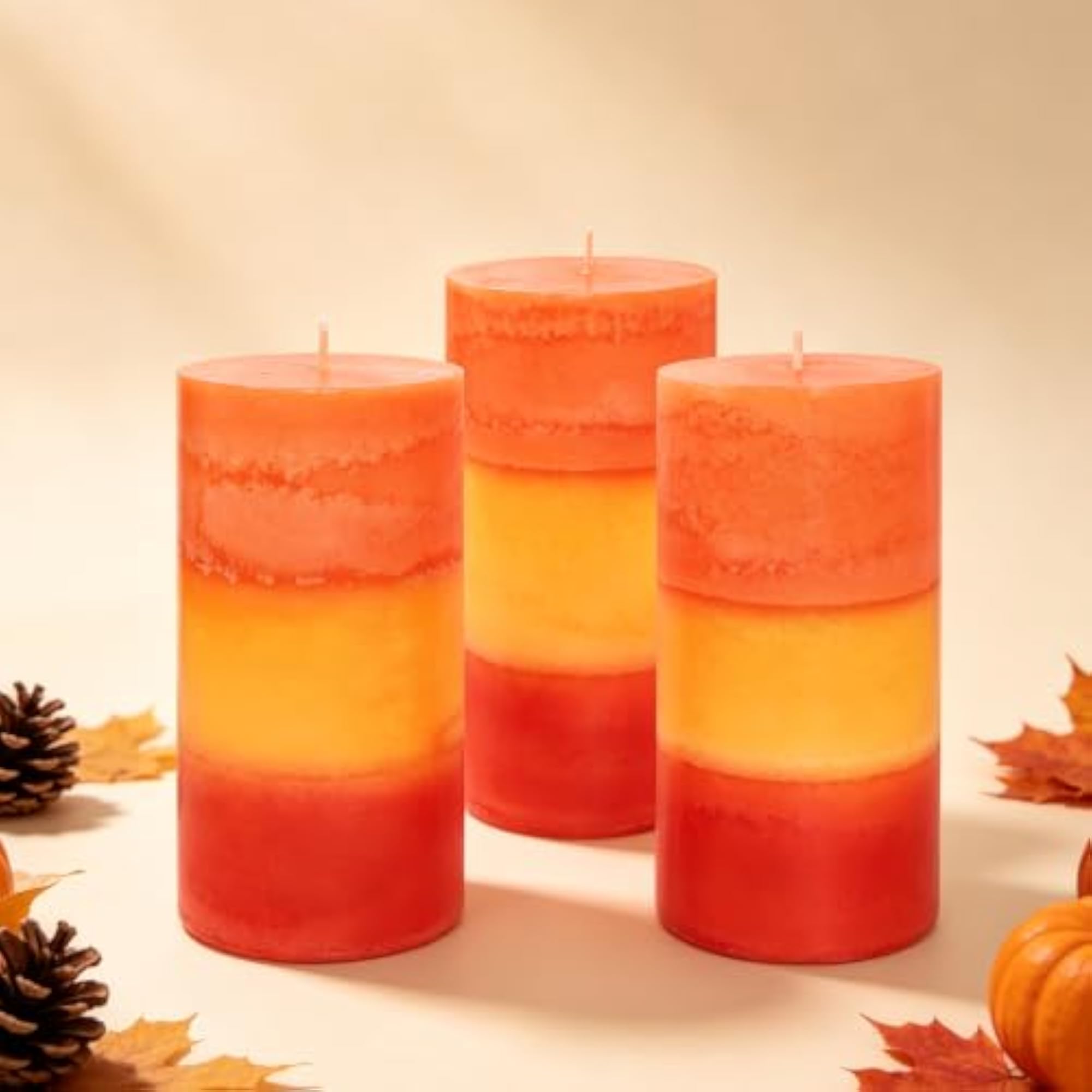 Pumpkin Scented Pillar Candles, 3 * 6