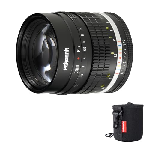 Pergear Objetivo de enfoque manual APS-C de 50 mm F1.2 para cámara Nikon Z, edición luminosa F1.2, gran apertura, longitud focal equivalente de 75 mm, sistema de apertura DeClick, diseño retro