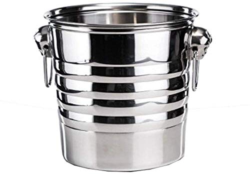 Ohpa Barrel Seau à Glace en Acier Inoxydable Tête de Tigre Seau à Glace Bière au Champagne Vin Rouge Grande capacité Idéal pour Les réunions de Famille (Couleur: Argent Taille: 5L) 0624
