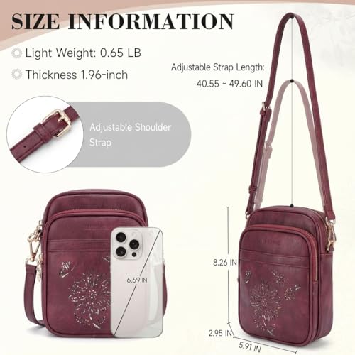 Image of Small Crossbody Bags for Women, RFID Phone Purse with Card Slots, Triple Compartments Lightweight Shoulder Bag