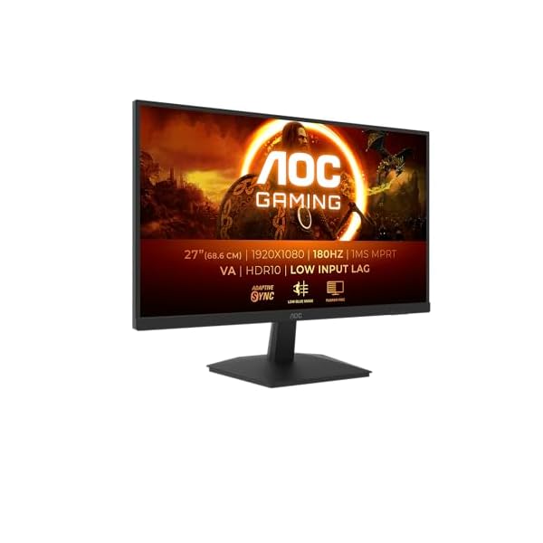 AOC Gaming 27G15N, Moniteur Full HD 27 Pouces, 180 Hz, VA Rapide, 1 ms, synchronisation adaptative, HDR10, Faible décalage d&rsquo;entrée (1920 x 1080, HDMI 2.0, DisplayPort 1.4)