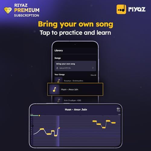 Image of Riyaz App - Learn to Sing Bollywood Songs | 12 Months Premium Subscription | Suitable for Guitar / Harmonium / Ukulele Learners | 35 Lakhs Learners | (Activation Link by Email in 2 Hours)