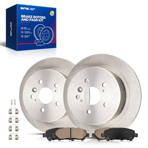 Image of KAX Rear Brake Kit, OE Brake Rotors and Ceramic Brake Pads | Fits Toyota Highlander 2008-2013, Toyota Highlander 2014 3.5L, Automotive Replacement Brake Kit
