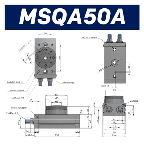 Cylindre rotatif de type SMC MSQA30R pour stopper les secousses de rotation pneumatique 0-190°