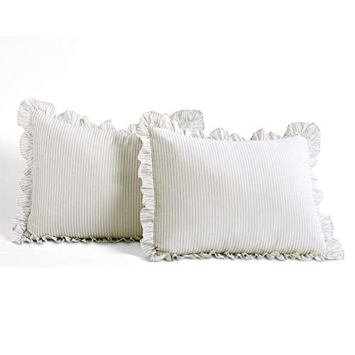 Lush Decor Lush Décor Ticking Stripe Bedspread Wheat Vintage Chic Farmhouse Style Lightweight 3 Piece Set Full, #TOP4