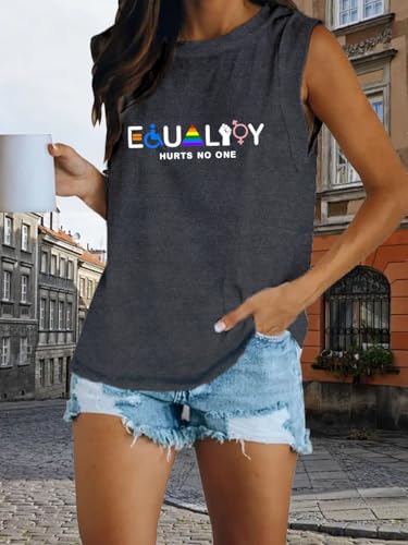 TUPOSU Gay Pride Tank Top for Women LGBTQ Equality Hurts No One Rainbow Sleeveless Shirt