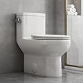ESMISMO One Piece Toilet Elongated With Soft Closing Seat, Comfortable ADA Compliant 17" Chair Height Seat, Powerful & Quiet Left Side Trip Lever Flush (1.28 GPF), 12" Rough-In