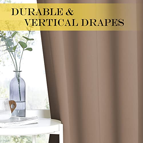 NICETOWN Insulated Blackout Curtain and Drape - Microfiber Energy Saving Thermal Insulated Solid Grommet Blackout Drapery for Kitchen (Single Panel, 52 inches by 54 inches, Cappuccino)