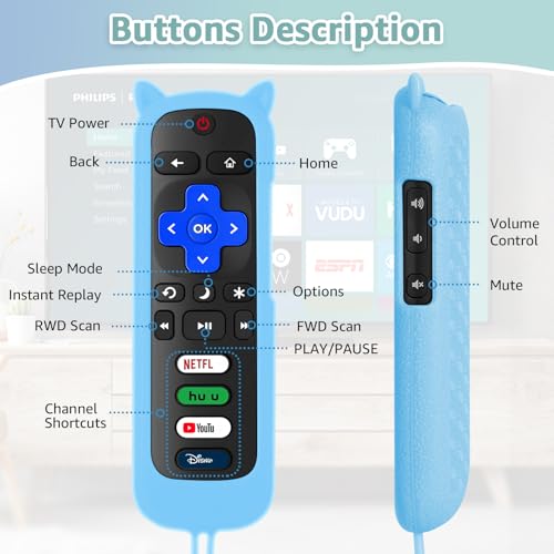 Image of (2+2 Packs) Replacement Remote Control for Roku TV with Silicone Cover, Universal Remote for TCL /Hisense /Onn /Westinghouse /Philips Roku Smart TVs (Not for Roku Stick /Box)