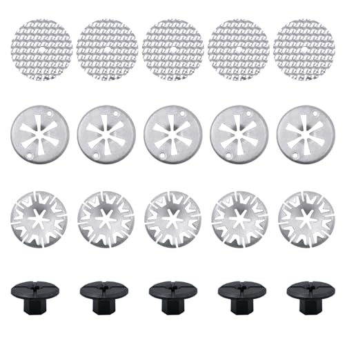 Kit reparación pantalla térmica 20 piezas discos de sujeción tipo Starlock arandelas flor clips y chapas acero al manganeso para bajo capó hasta 300 C