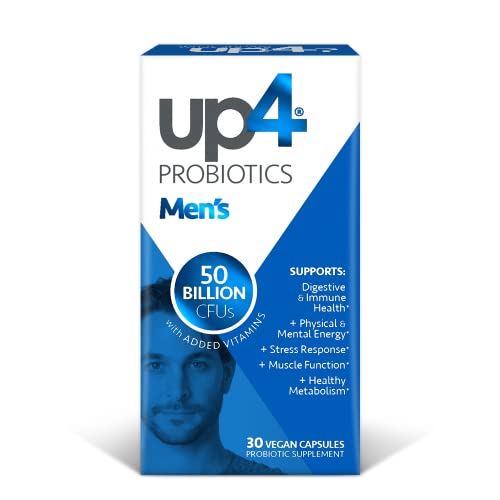 Up4 Men’s Probiotic Supplement, 50 Billion Cfus, With Vitamin C, Vit. D, Vit. B6 & Vit. B12, Digestive + Immune Support*, Promotes A Healthy Metabolism & Muscle Function*, Non-Gmo, 30 Count #TOP3