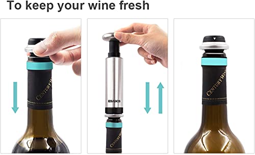 Wine Stoppers Ezbasics Wine Saver Pump With Wine Bottle Stoppers, Stainless Steel Pump + 4 Wine Stoppers¡­ #TOP4