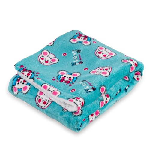 Image of Mee Mee Soft Single Layer Lightweight Flannel Baby Blanket with Mouse Printed - Comfort and Warmth for Newborns (75 cm x 100 cm) 0-12 Months (Green)