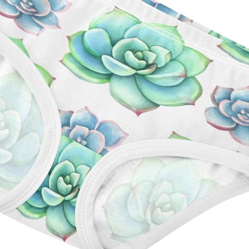 Girls Underwear Toddler 2t Cotton Cute Panties Girl Pattern Kids Undies Briefs Watercolor Green Blue Succulent White4