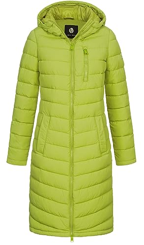 NEW VIEW Damen Jacke Steppmantel Tessa Long mit Kapuze L60188FC02 Lemon-Grün (Oasis) L