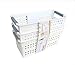 Honla Slim Plastic Storage Baskets Bins Organizer with Gray Handles,Set of 3,White