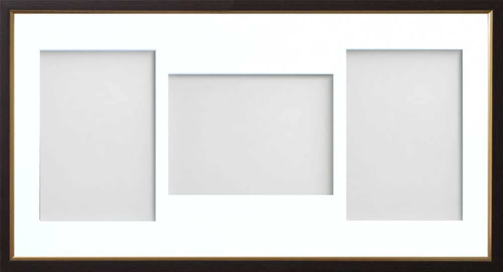 Frame Company Drayton Multi Aperture Photo Frame, Black with Gold Inset, 20x10 for 7x5 inch (x3 PLP)