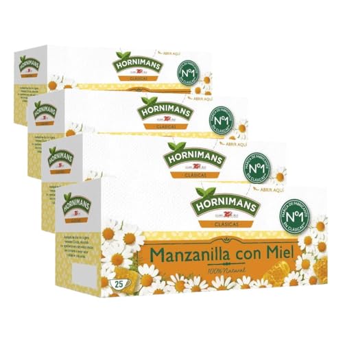 Hornimans Manzanilla con Miel Infusión con Ingredientes 100% Naturales | 25 bolsitas | Sin Teína (Paquete de 4)