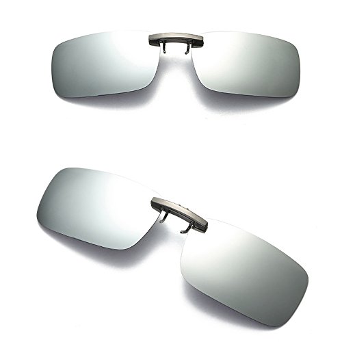 Detachable Night Lens Driving Metal Polarized Clip On Glasses Sunglasses Oversized round Glasses (Silver, One Size)2
