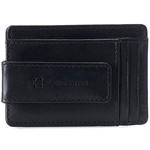 Image of alpine swiss Harper Mens RFID Slim Money Clip Front Pocket Wallet Minimalist Leather ID Card Holder
