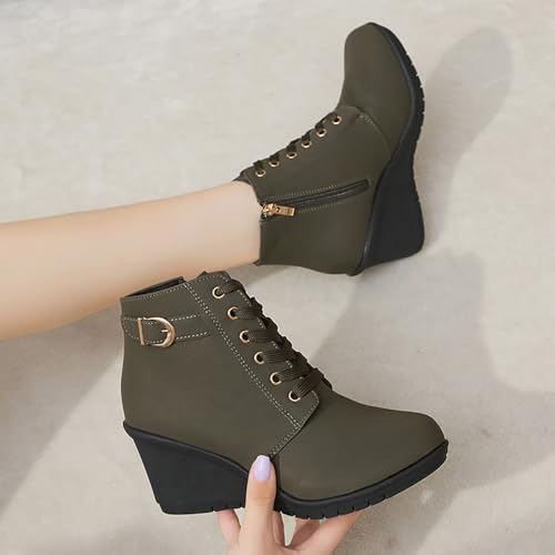 Bottines d'hiver à talons compensés confortables et isolantes - 5