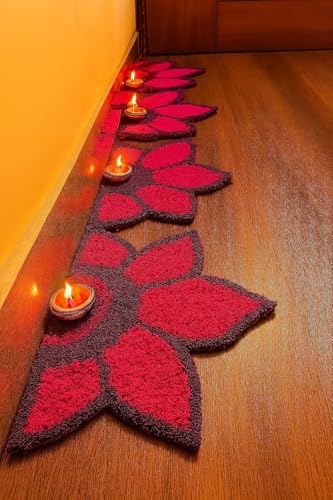 Image of Artificial Flower Petal Rangoli Mat, Dark Purple, 12 inch
