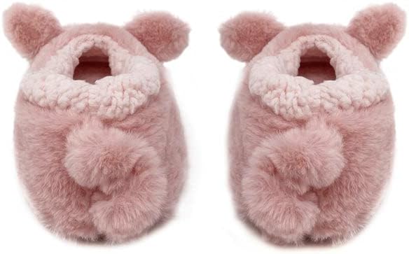 ooohyeah Women's Cute Pig Animal Funny Slippers, Fuzzy Warm House Slippers, Bedroom Shoes with Grippers, Pink Steps, M | Image 2
