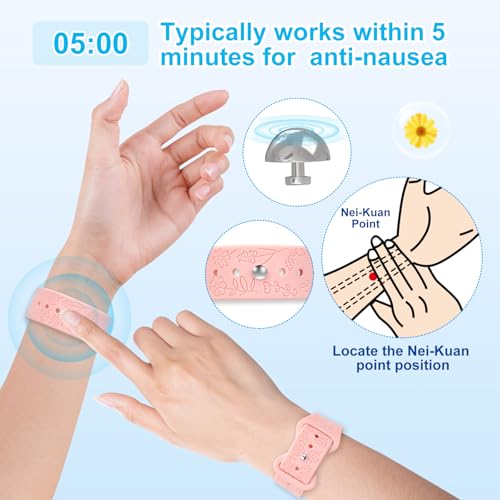 Travel Sickness Bands, Adjustable Acupressure Decoration Wristbands, Acupressure Nausea Relief Band for Morning Motion Sickness, Bands for Car Sea Fly Sickness-Pine Green