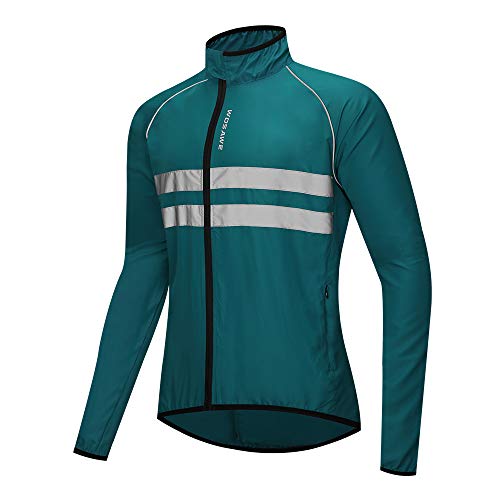 WOSAWE Giacca da ciclismo da uomo Cappotto impermeabile ultraleggera Antivento riflettente traspirante cappotti(Navy XXL)
