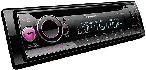 Pioneer Deh-S220Ui, Autoradio 1DIN RDS con Illuminazione dei Pulsanti Rossi, Display Bianco, Supporto Android, Controllo iPhone, Equalizzatore a 5 Bande, CD, MP3, USB, AUX Ingresso, App Arc
