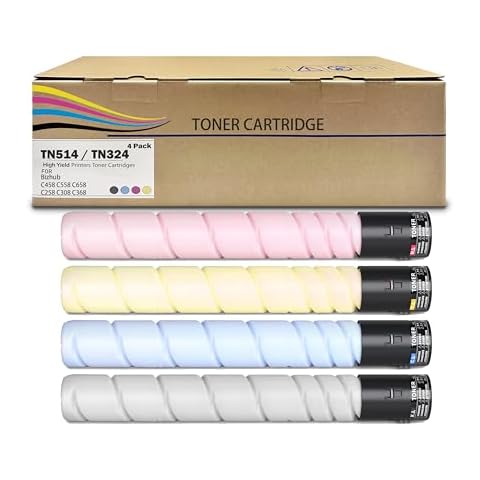 SkyPrint TN514 TN324 Toner Cartridge Black Cyan Magenat Yellow Compatible with Konica Minolta TN514 TN324 use for Konica Minolta Bizhub C458 C558 C658 C258 C308 C368 Printer Cover