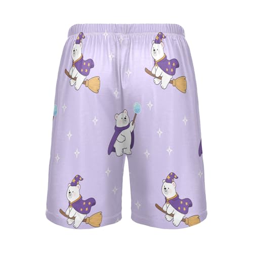 Men's Pajama Shorts Polar Bear Star Purple Athletic Pajama Sleep Bottoms with Pockets 23039352