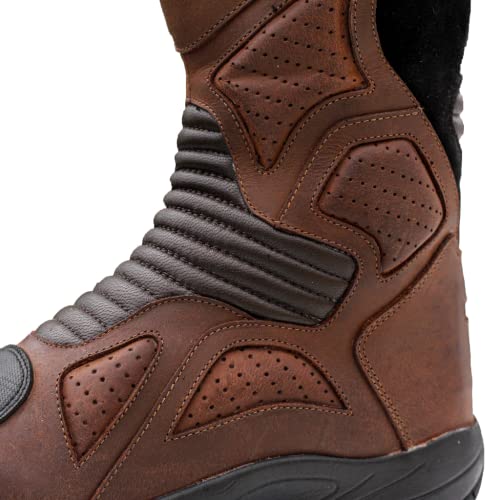 Image of Raida Mens Explorer Motorcycle Riding Boot|Ankle, Shin, & Heel Protection|Memory Foam Insole|Leather (Brown, 9)
