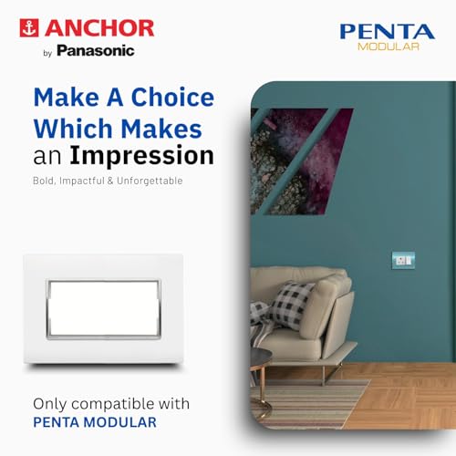 Image of Anchor by Panasonic Penta 4 Module Gina Cover Plate with Chrome Collar for Switch Board (White, 65804-2)
