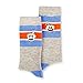 OFFICIAL Cuphead Striped Grey Crew Socks | Red, White, & Blue Striped Socks | Perfect for Cuphead Fans