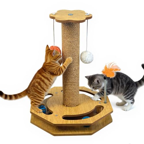 Rascador para gato torre 4 en 1 con juguete interactivo miniatura 1
