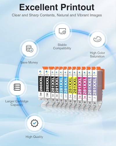 Image of PGI-280XXL CLI-281XXL Photo Blue Ink Compatible for Canon TS8220 Ink