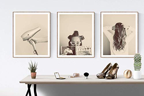 Hair Salon Art Set of 3 unframed photos or canvas, Hair sylist themed Wall art, Beauty Salon Art, Hair dresser Wall art