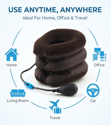 Image of Enclave Neck Pain Relief Relaxer, Cervical Neck Traction Device and Collar Brace for Cervical Spine Alignment Chiropractic Pillow Stretcher 3 Layer Neck Relaxer (Brown)