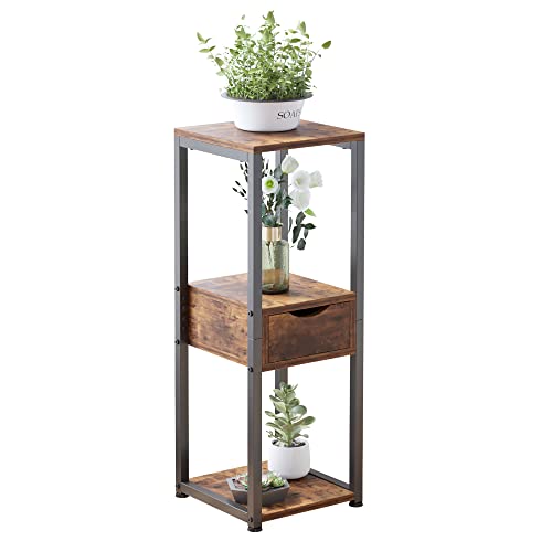 Ffpopu 3 Tier Plant Stand Indoor , Tall Pedestal Stand With Drawer, Tall Plant Stand For Indoor Plants Multiple, Corner Plant Table Indoor, Small Side Table For Living Room #TOP14