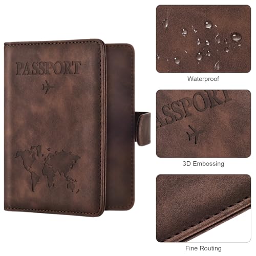 Image of Eoehro Passport Holder for Travel Essentials, Passport Wallet Cover Case for Travel Must Haves Accessories,Passport Book Holders for Women and Men(coffee)