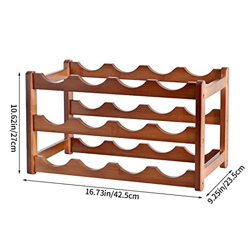 Glsety 12 Bottle Wooden Wine Rack,3 Tier Free Standing Wine Storage Holder,Retro Minimalist Style Home Decorations Wine Display Shelves for Cabinet,Cupboard,Countertop (3 Tier) - 2